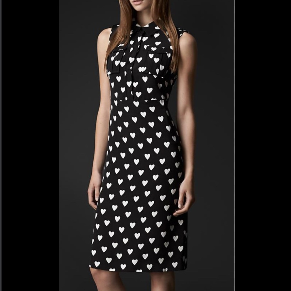 LAST CHANCE CLOSET CLOSING Vintage Burberry Black Dress White Heart Silk